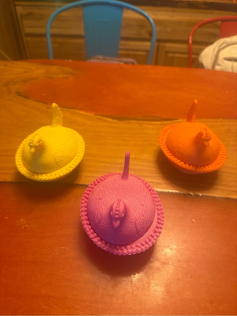 Colorful Chicken Ring Holders - Pink, Yellow, Orange 3 d printed plastic durable